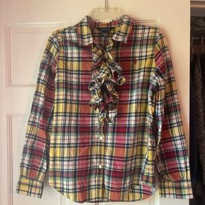 Unique Ralph Lauren Ruffled Plaid Button Down